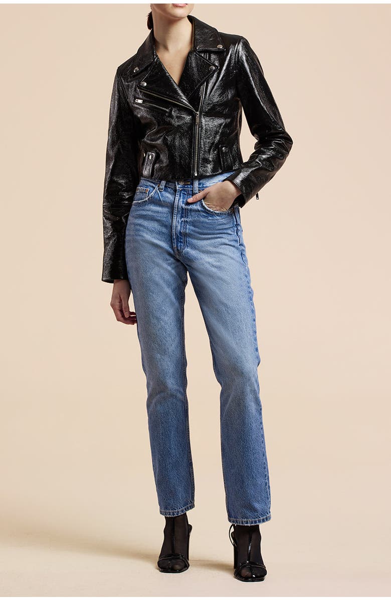 Rebecca Taylor Patent Moto Jacket, Alternate, color,