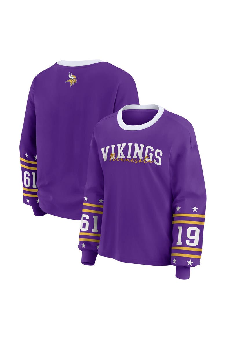 Women's WEAR by Erin Andrews Purple Minnesota Vikings Plus Size Sport Long-Sleeve T-Shirt, Main, color, Purple