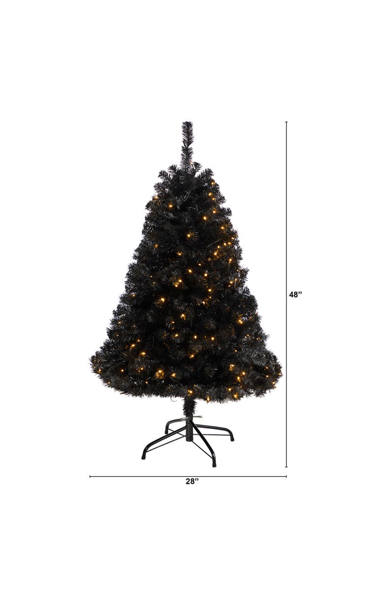 NEARLY NATURAL 4-ft Black Artificial Christmas Tree with 170 Clear LED Lights, Alternate, color, Black