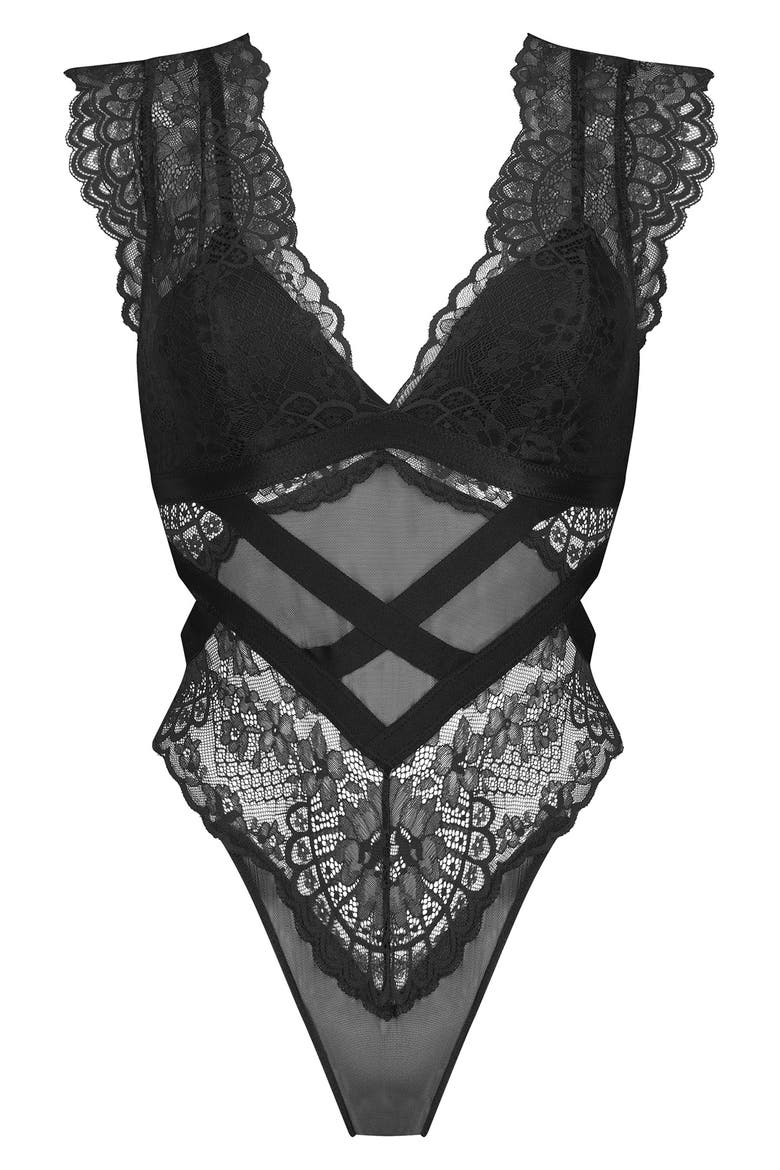 Rabella Cap Sleeve Bodysuit, Alternate, color, CAVIAR