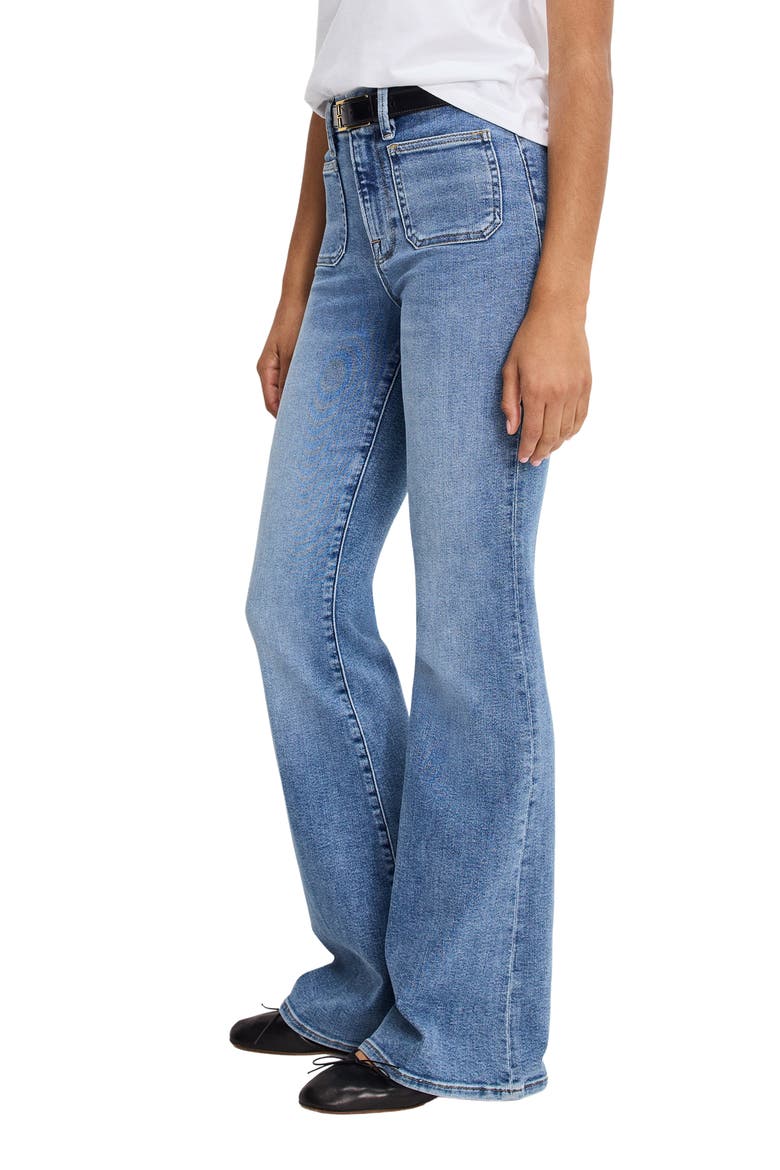 Good Legs Patch Pocket High Waist Flare Jeans, Alternate, color, INDIGO1149