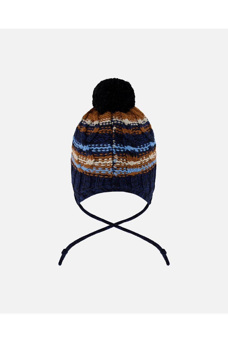 Lined Peruvian Knit Winter Hat with Pompom, Alternate, color, Taupe and Navy