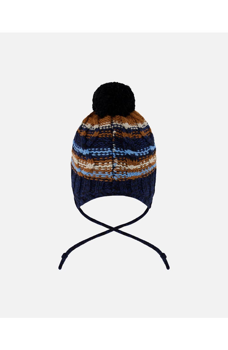 Deux par Deux Lined Peruvian Knit Winter Hat with Pompom, Alternate, color, Taupe And Navy