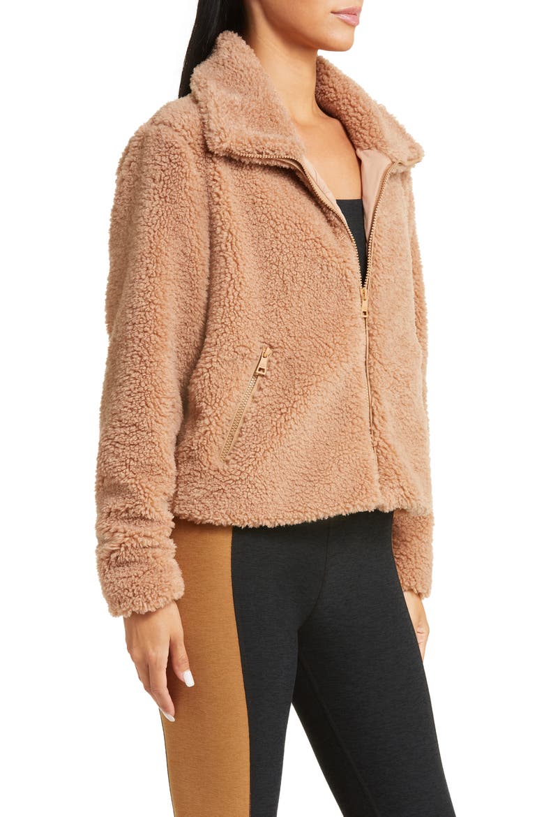 Faux Fur Zip Jacket, Alternate, color, CAMEL