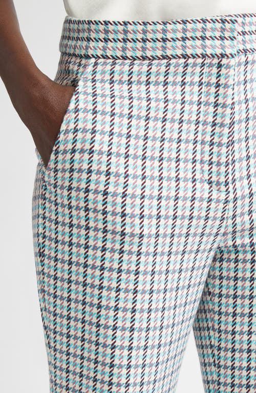 St John St. John Collection Houndstooth Stretch Cotton Flare Leg Pants