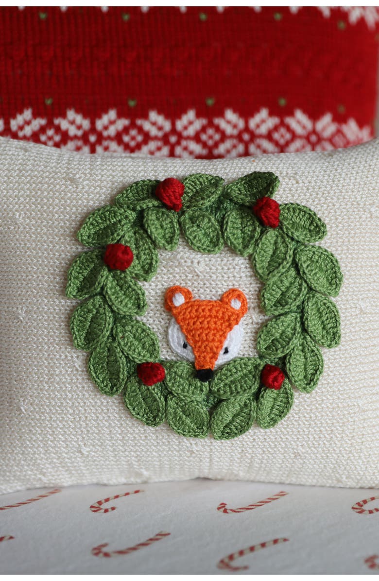 Melange Collection Peekaboo Fox Mini Pillow, Alternate, color, Ivory