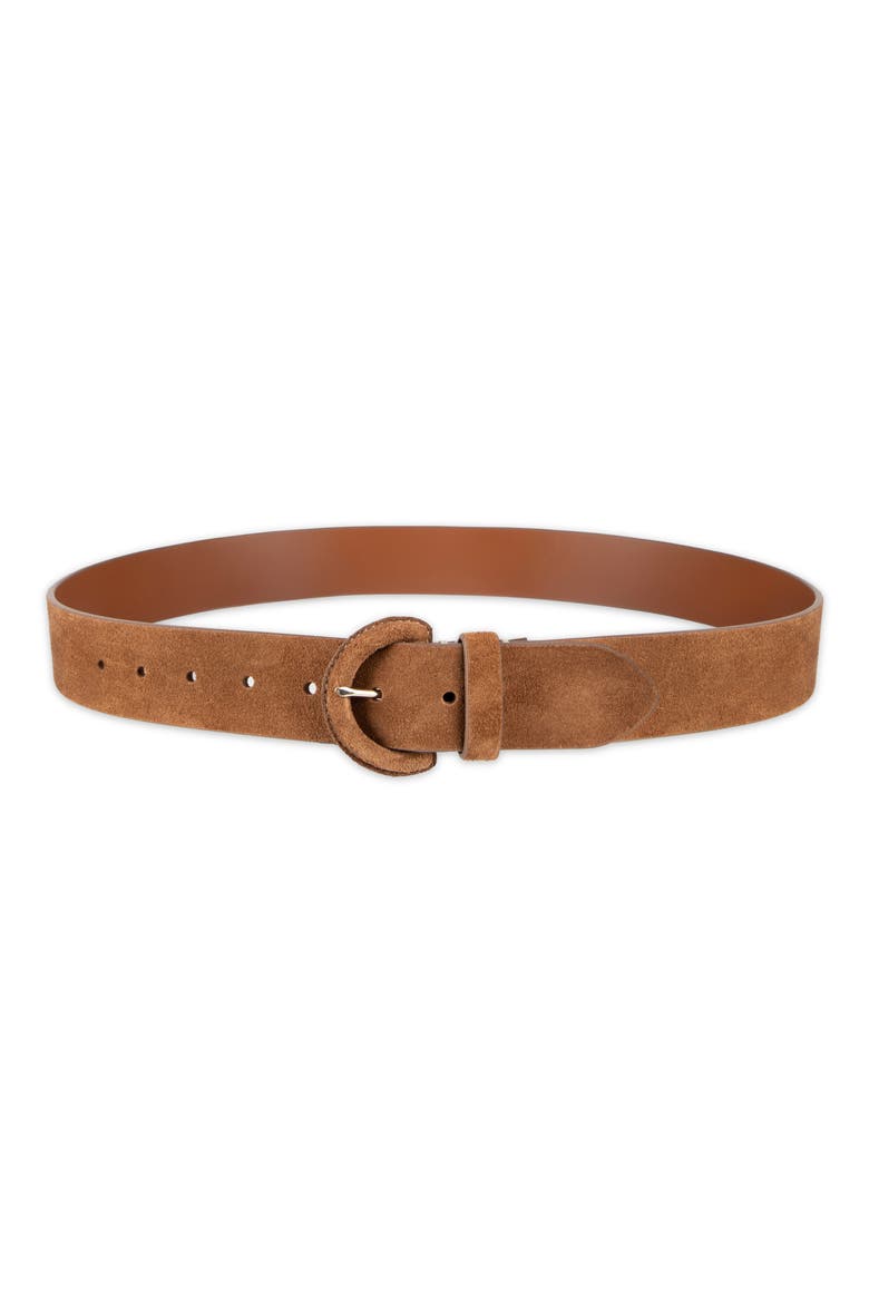 Covered Buckle Suede Belt, Main, color, LIGHT BROWN