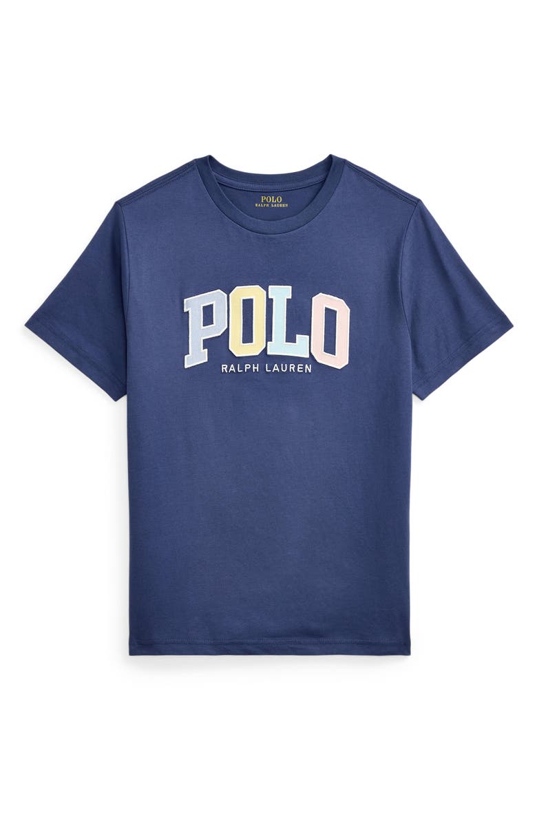 Ralph Lauren Kids' Logo Appliqué Cotton Graphic T-Shirt, Main, color, Navy
