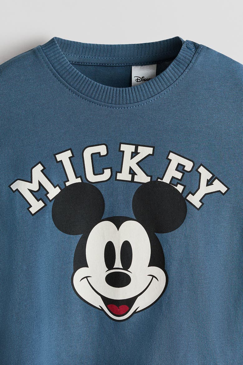 3-pack Printed Long-sleeved T-shirts, Alternate, color, Dusty blue/Mickey Mouse