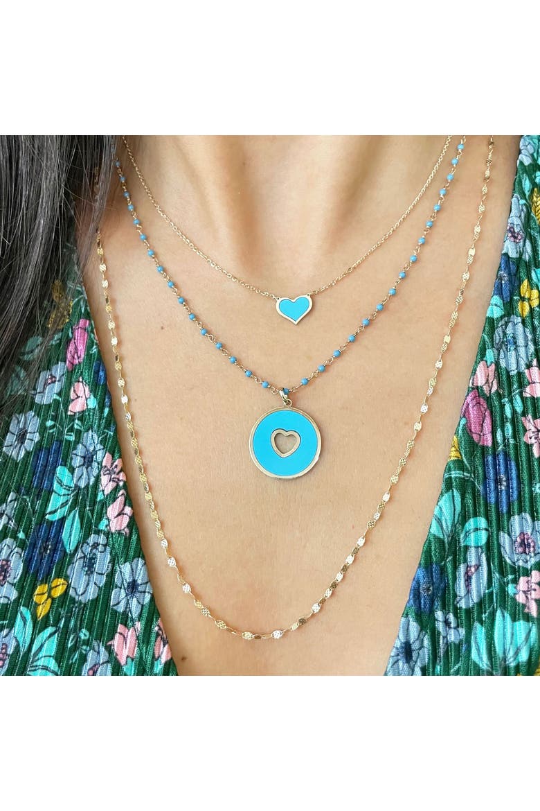 Turquoise Single Heart Necklace, Alternate, color, Turquoise