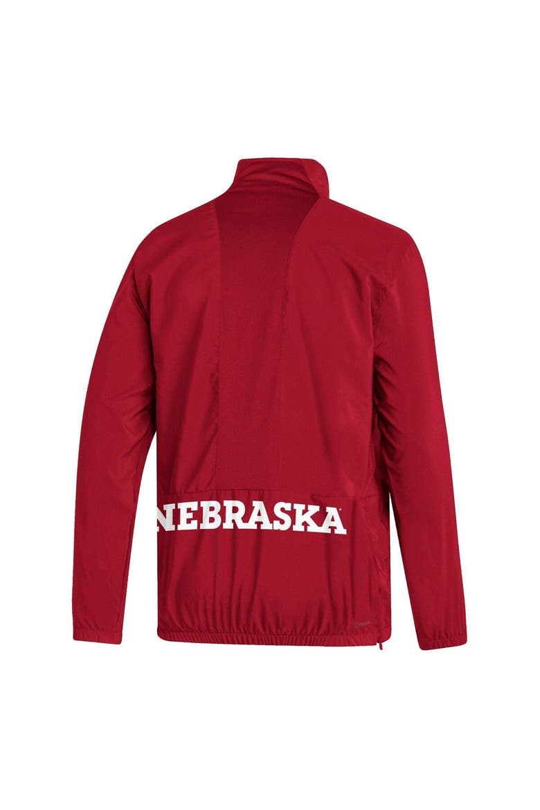 Men's adidas Scarlet Nebraska Huskers AEROREADY Half-Zip Jacket, Alternate, color, Scarlet