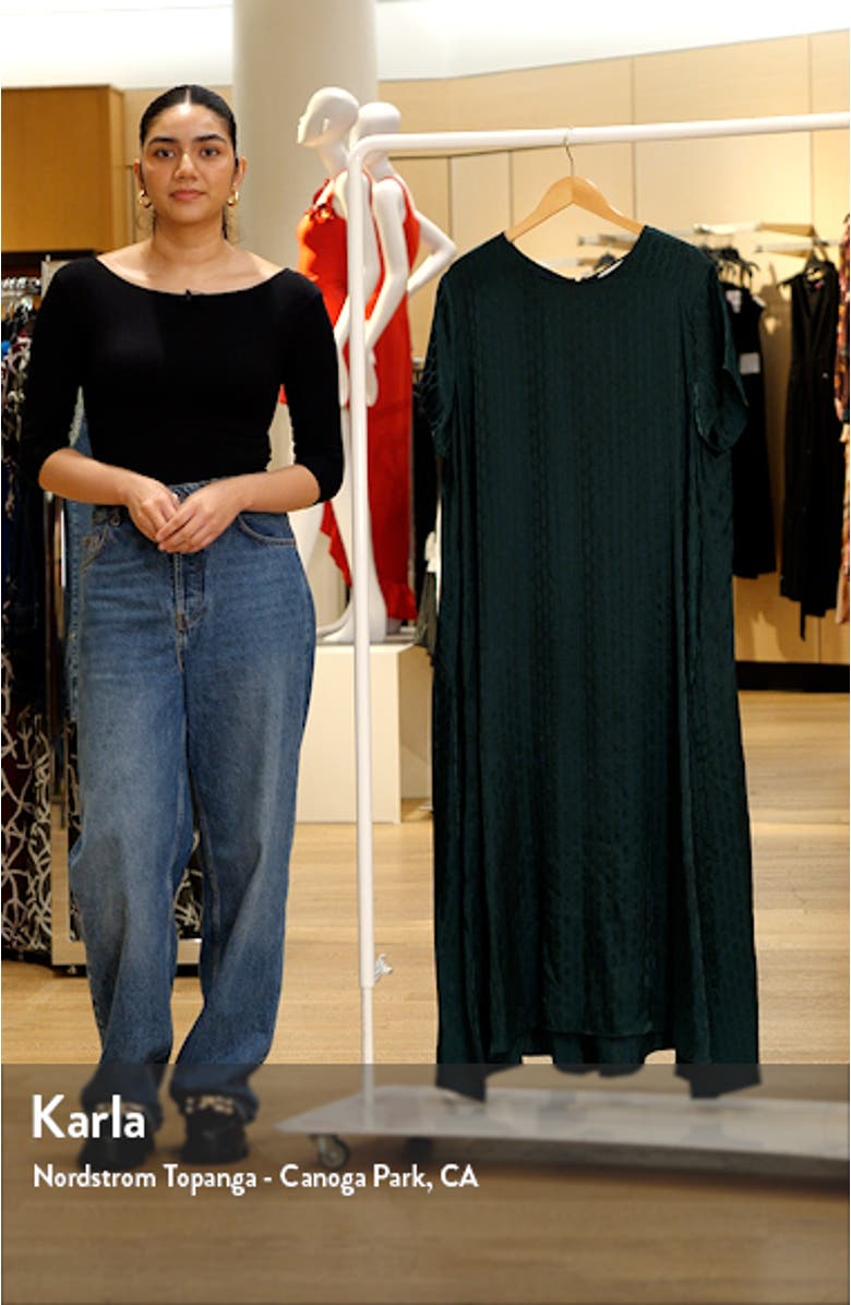 Geo Satin Jacquard Midi Dress, sales video thumbnail