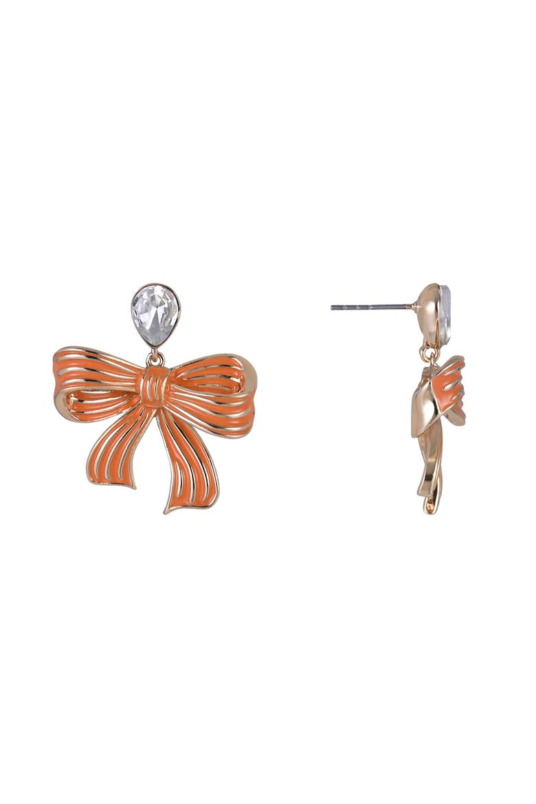 Orange Bow Earrings, Alternate, color, Orange