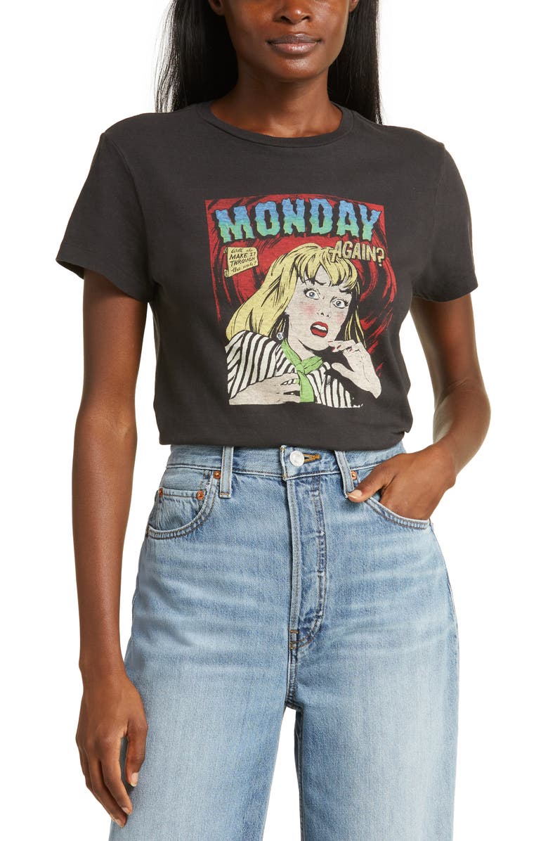 Re/Done Monday Again Cotton Graphic T-Shirt, Main, color, 