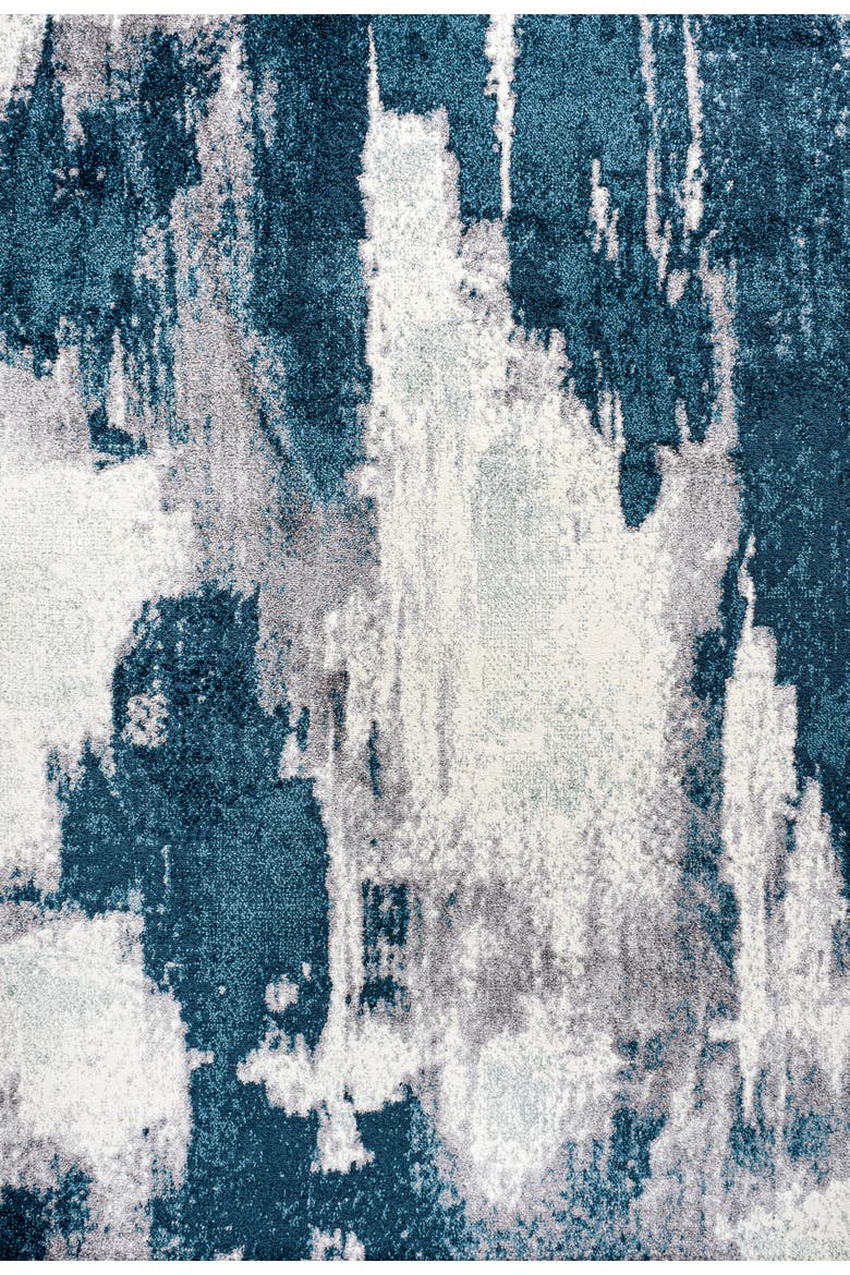 Zoe Contemporary Bohemian Abstract Marble Area Rug, Main, color, Blue/White