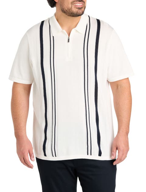 Big & Tall Striped Zip Sweater Polo Shirt