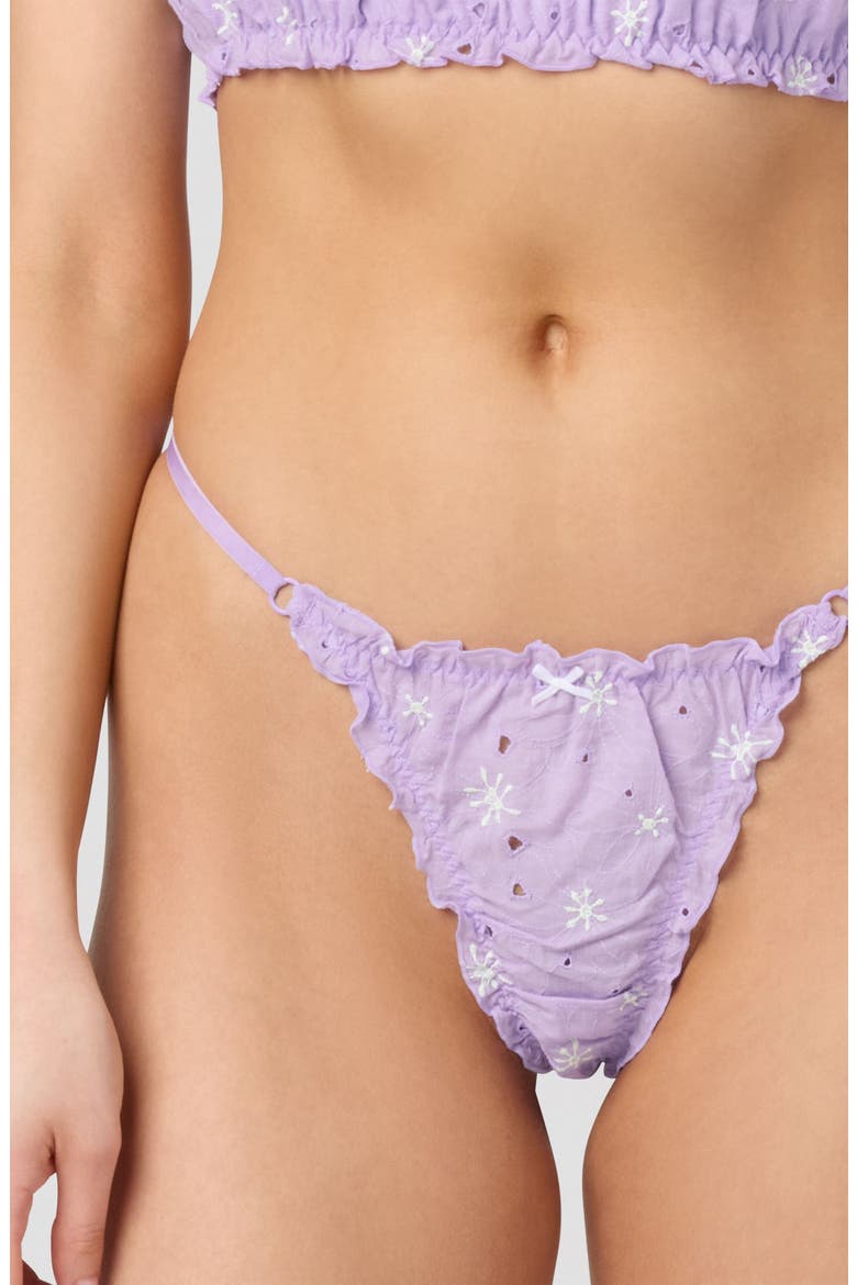 Eyelet Lace Thong, Alternate, color, LAVENDER GREEN