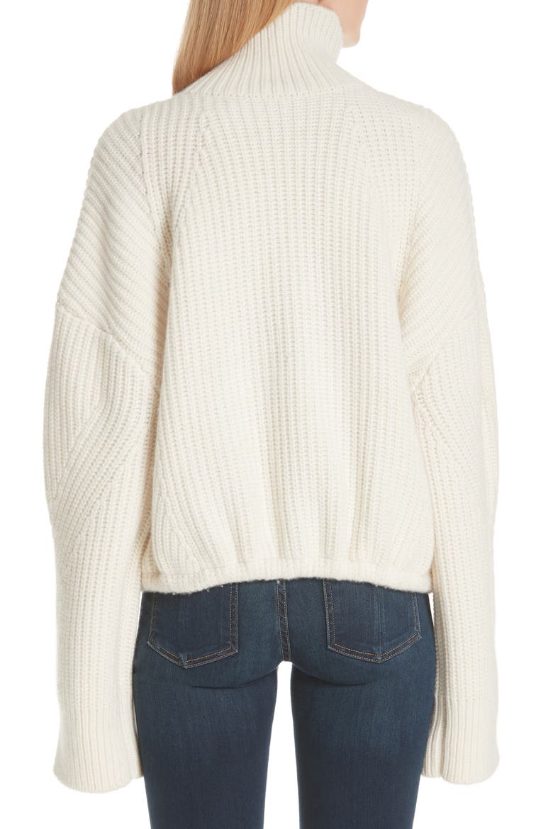 Ribbed Wool Turtleneck Sweater, Alternate, color, A OFF WHITE
