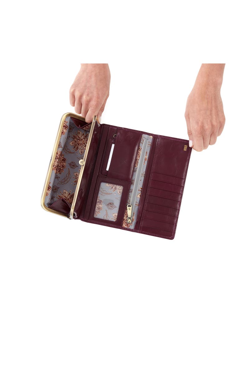 Rachel Leather Frame Wallet, Alternate, color, EGGPLANT