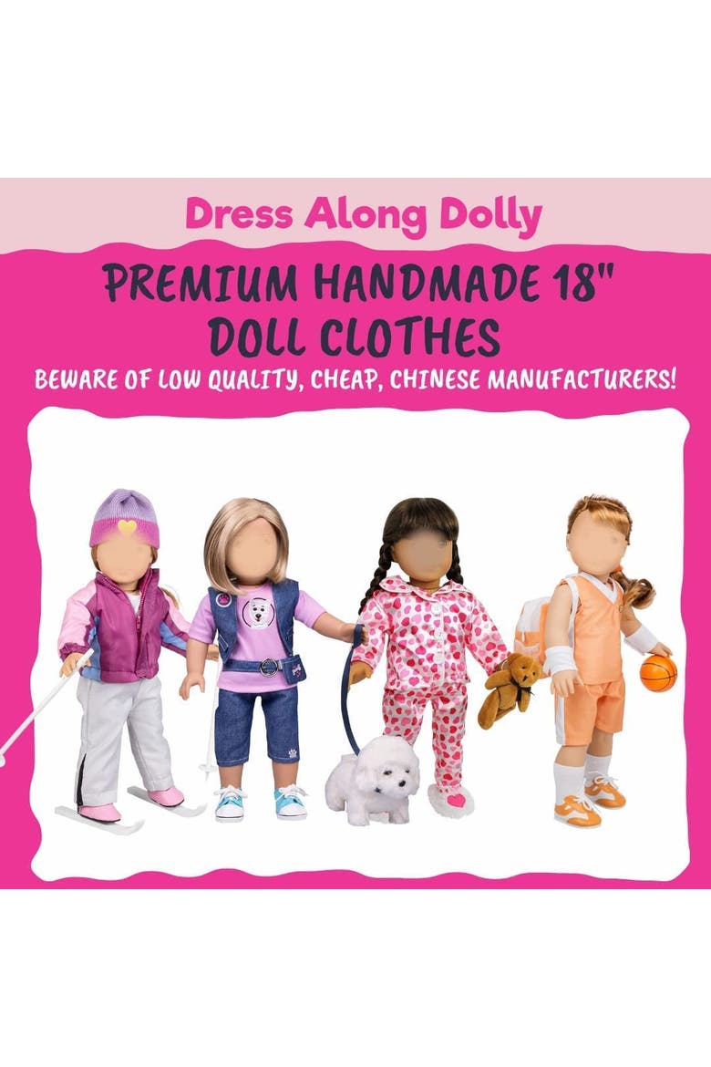 Casual Back to School Day Doll Outfit for 18" Girl Dolls - 4 Piece Clothes Set Costume Includes Shirt, Skirt, Shoes, & Purse, Alternate, color, Blue