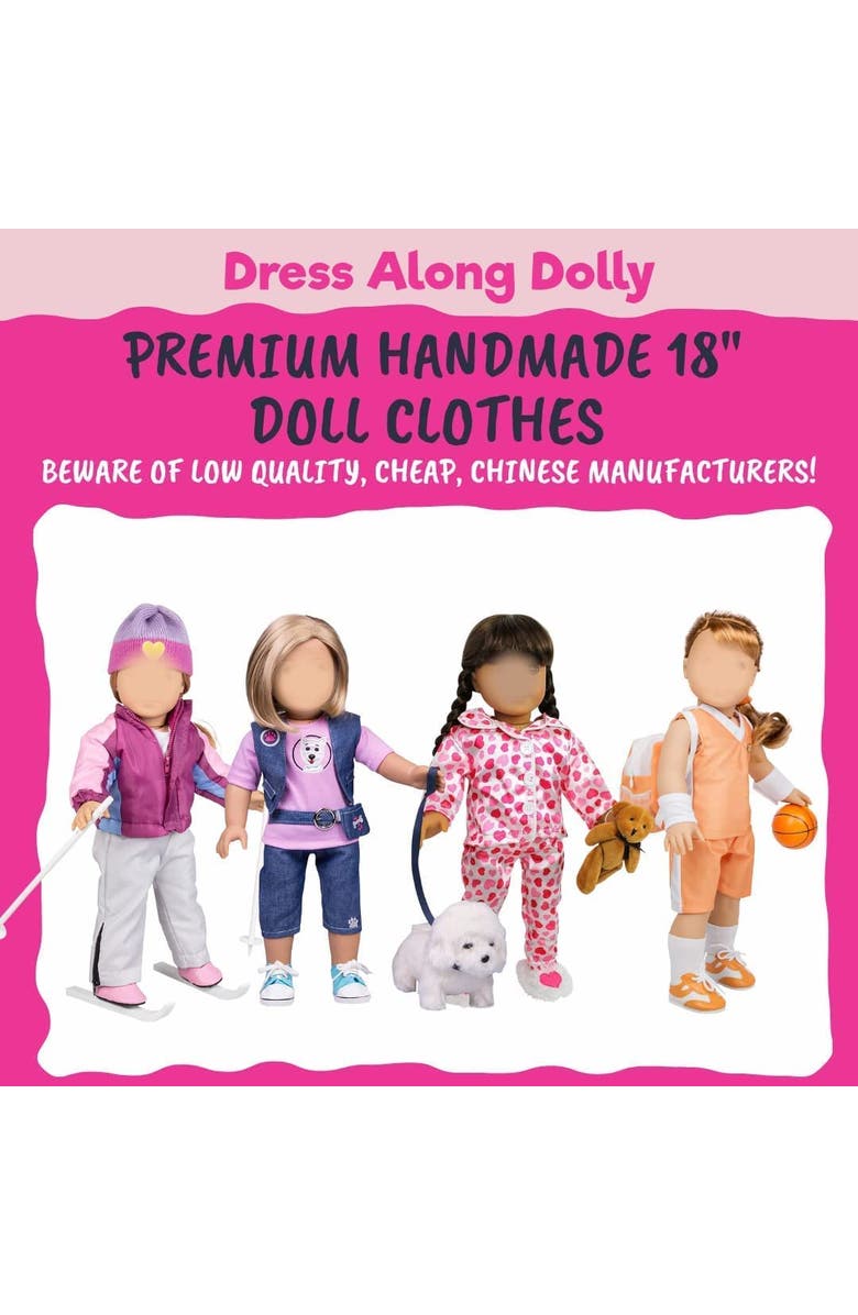 Dress Along Dolly Casual Back to School Day Doll Outfit for American 18" Girl Dolls - 4 Piece Clothes Set Costume Includes Shirt, Skirt, Shoes, & Purse, Alternate, color, Blue