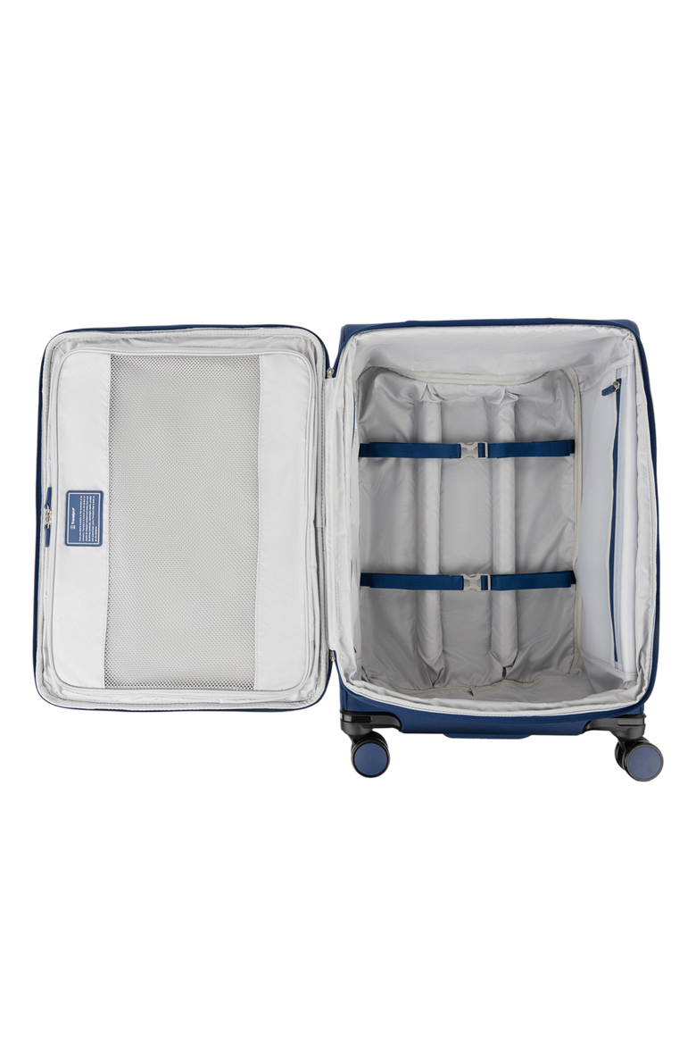 Versapack + Lightweight Softside Expandable 25" Medium Checked Spinner Luggage, Alternate, color, Estate Blue