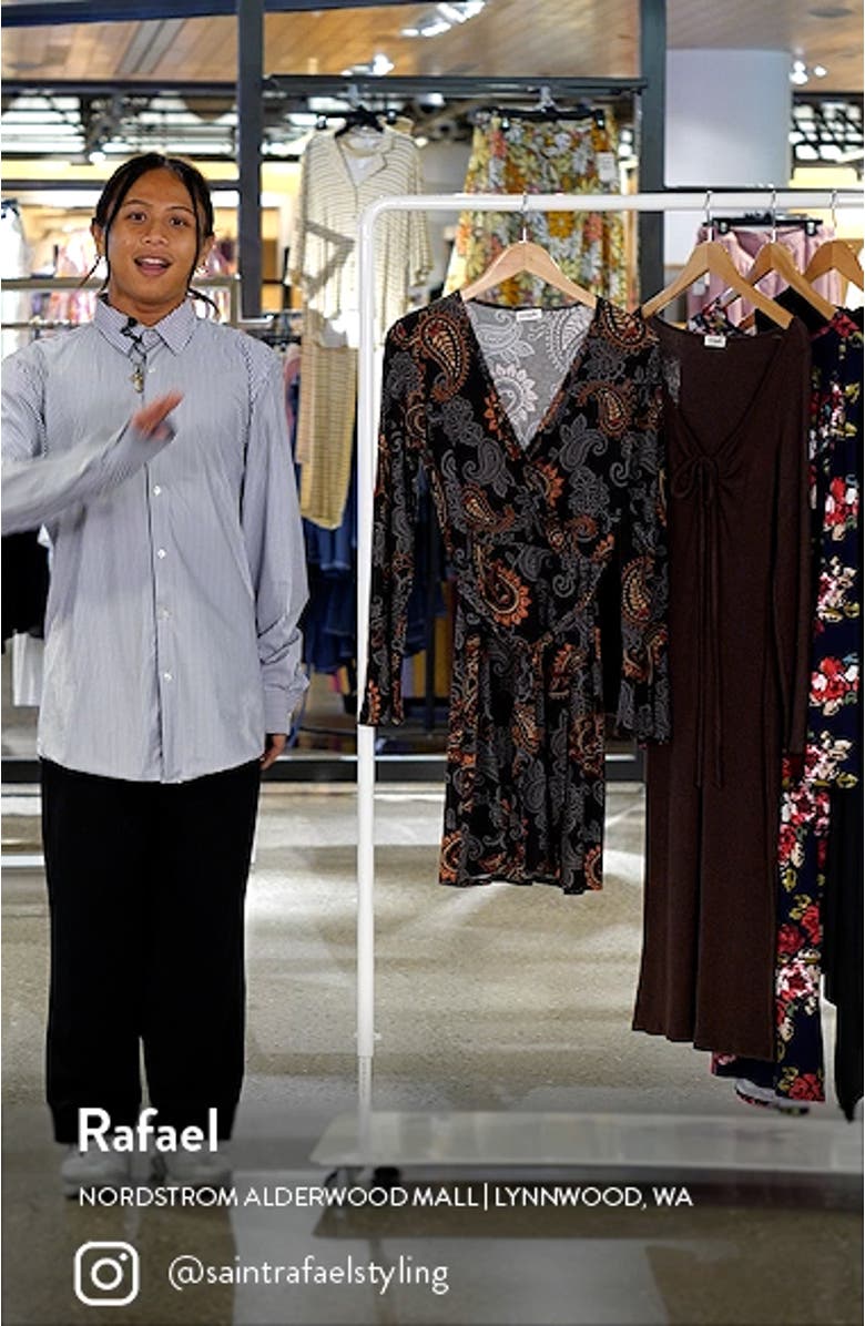 Paisley Long Sleeve Faux Wrap Dress, sales video thumbnail