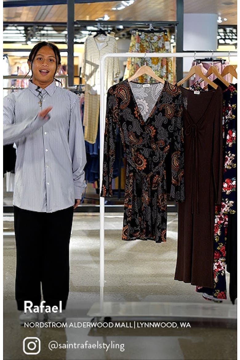 Paisley Long Sleeve Faux Wrap Dress video