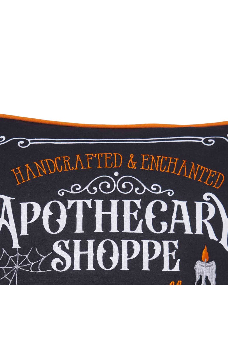 "Apothecary Shoppe" Cotton Blend Halloween Accent Throw Pillow 18" x 18", Alternate, color, Black