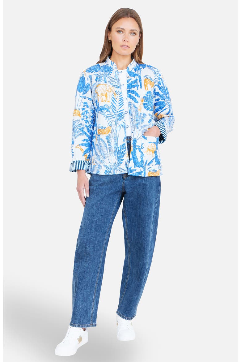 Jungle Reversible Cotton Quilted Jacket, Main, color, Blue