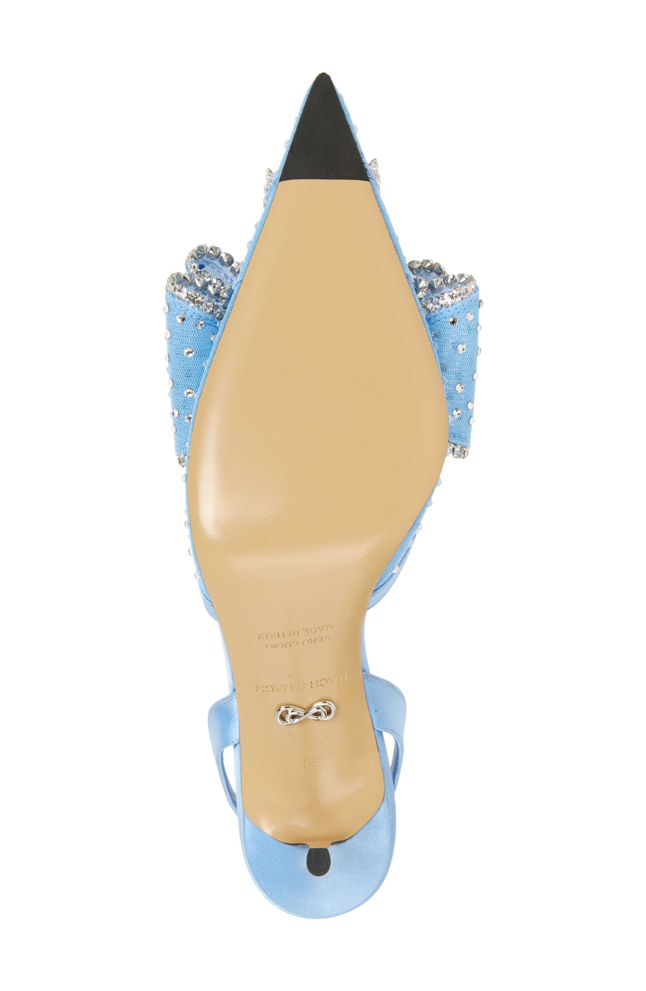 Mach & Mach Le Cadeau Bow Pointed Toe Slingback Pump, Alternate, color, Sky Blue