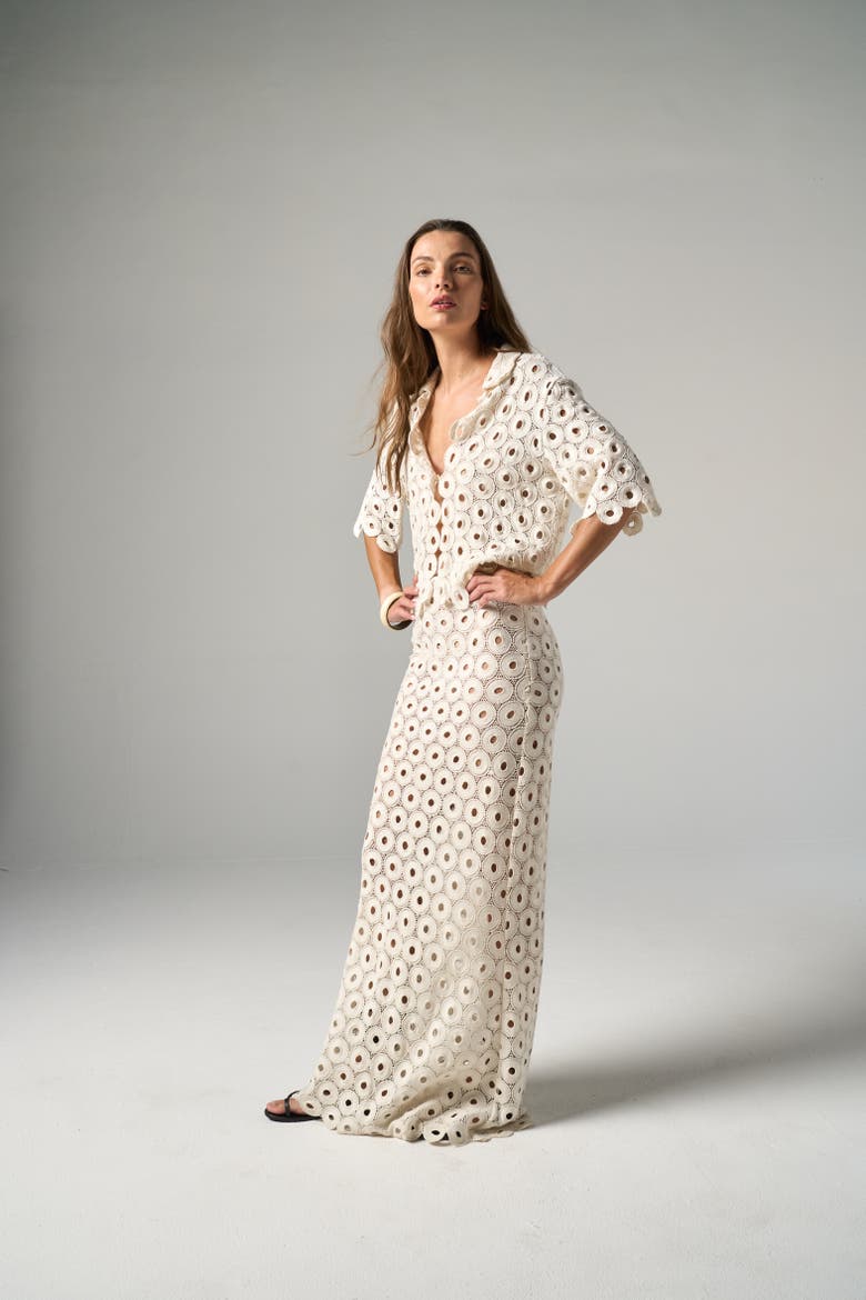 Maud Skirt in Circle Macrame, Alternate, color, Cream