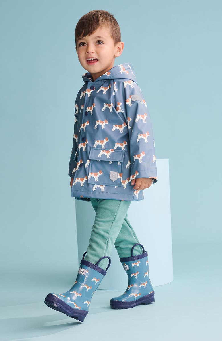 Hatley Friendly Bulldogs Hooded Raincoat, Alternate, color, 