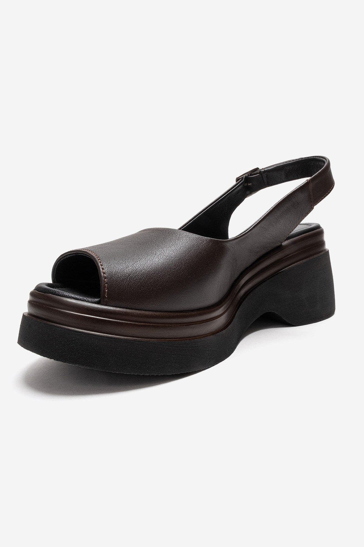 Laure Leather Wedge Sandal, Alternate, color, Brown