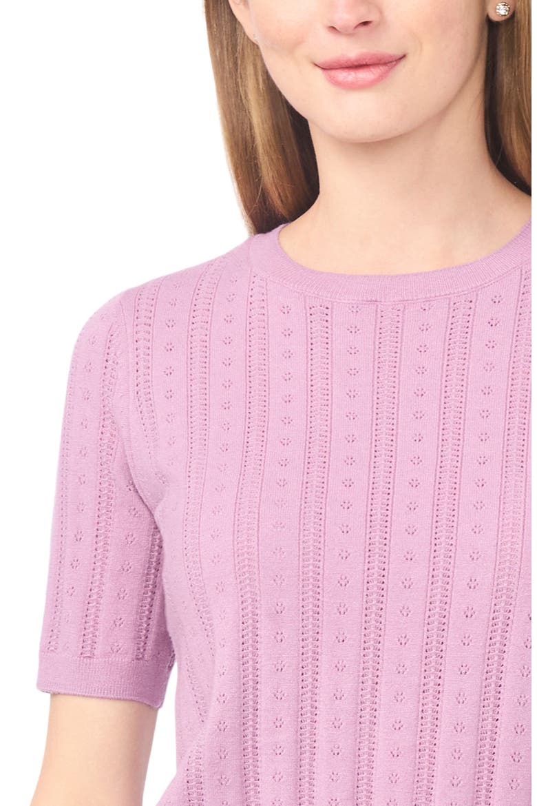 Pointelle Knit Sweater, Alternate, color, PURPLE PETAL