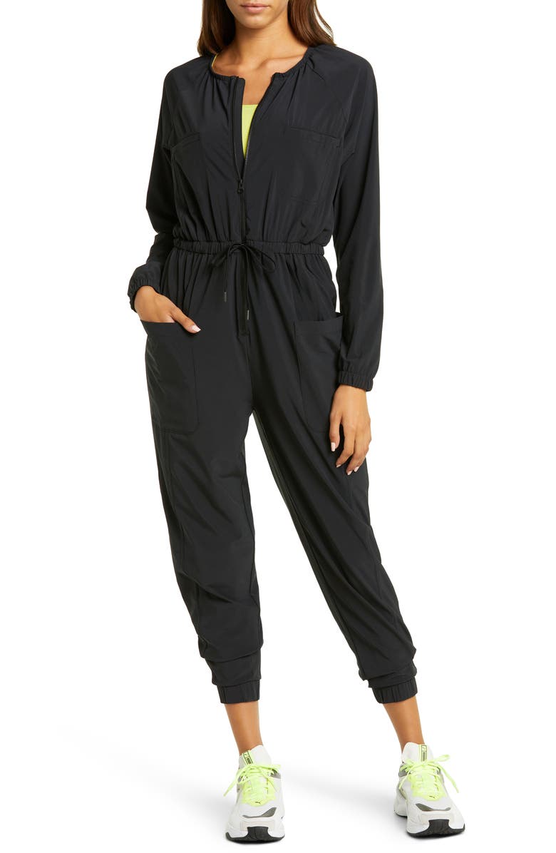 Zella Getaway Long Sleeve Zip-Up Jumpsuit, Main, color,