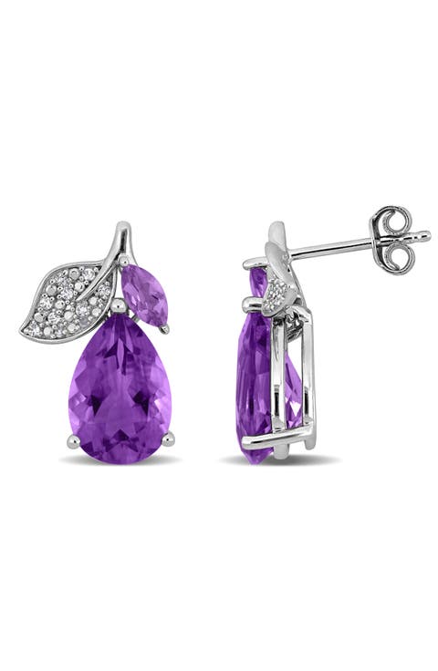 Rose de France & Amethyst Stud Earrings