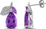 DELMAR Rose de France & Amethyst Stud Earrings