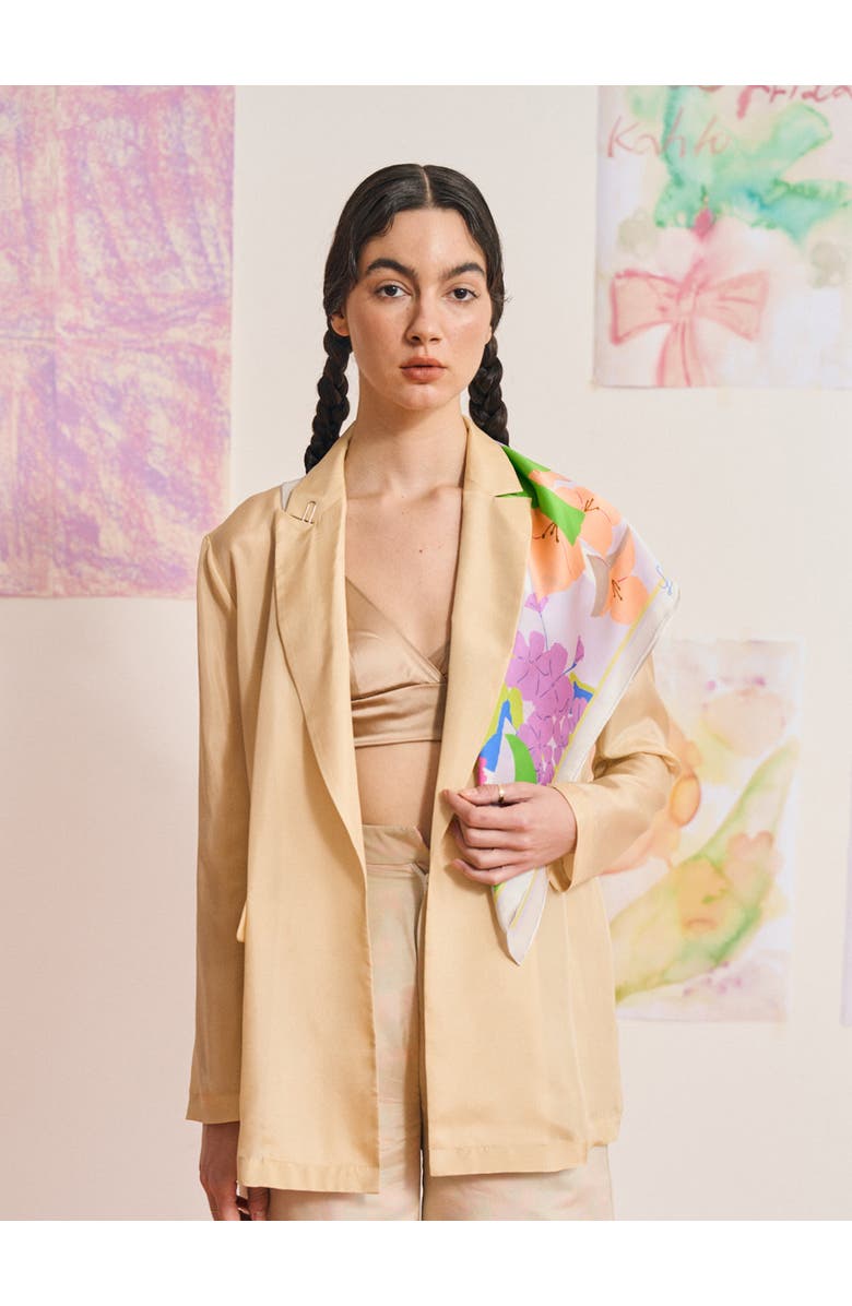 Lost Pattern FRIDA x LOST PATTERN "Frida's Garden" Silk Bandana Scarf, Alternate, color, Pink