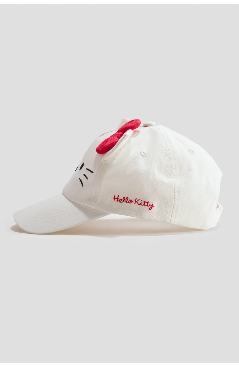 H&M Appliquéd Cap, Alternate, color, White/Hello Kitty