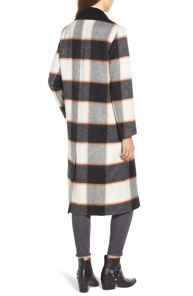 Helene Berman Ruth Plaid Contrast Collar Coat, Alternate, color, 