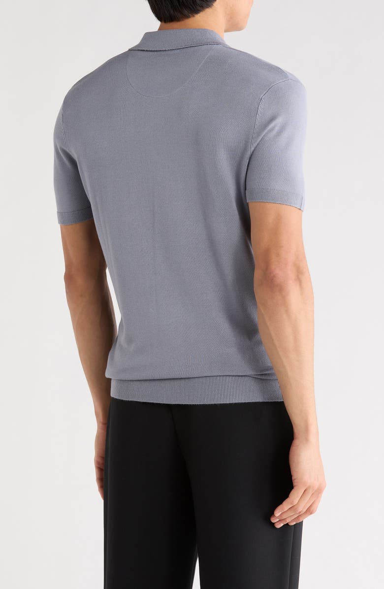 DENIM AND FLOWER Quarter Zip Polo Sweater, Alternate, color, Lt. Grey