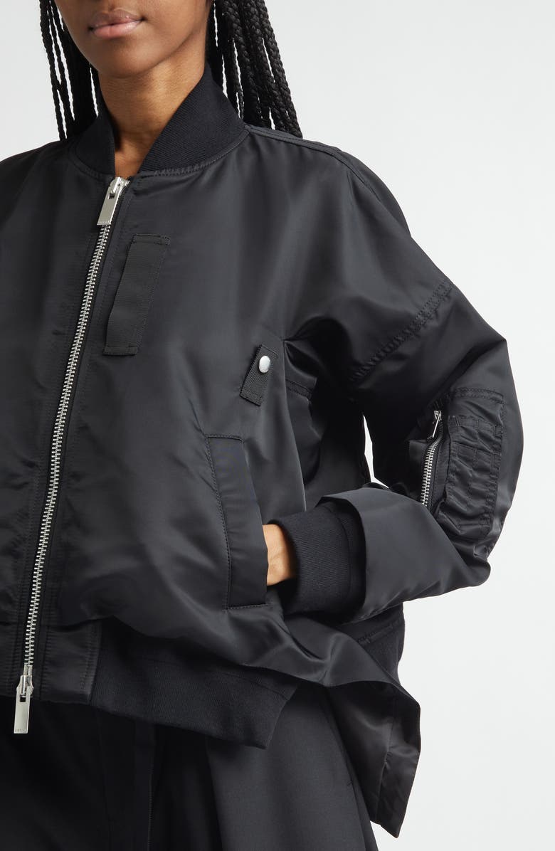 Sacai Nylon Twill Jacket, Alternate, color, Black