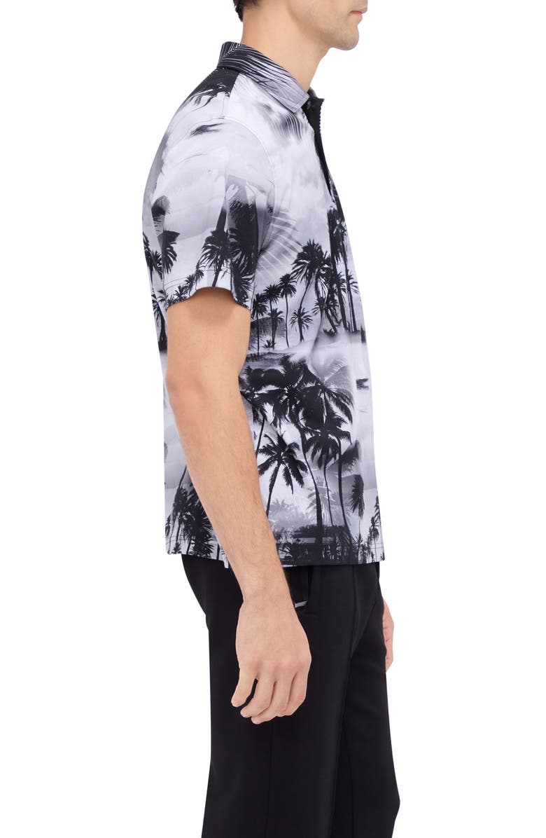 Bugatchi Hendrix Digital Tropical Print Pima Cotton Polo, Alternate, color, Black