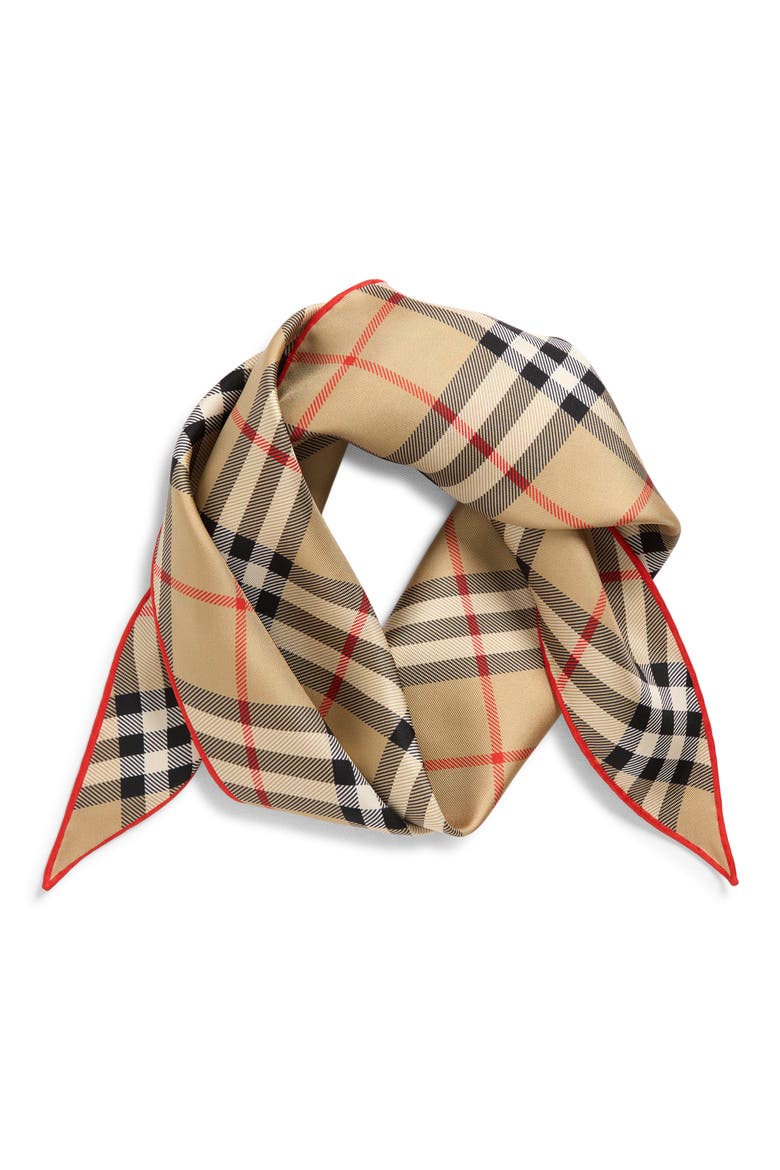 Medium Check Silk Scarf, Alternate, color, SAND