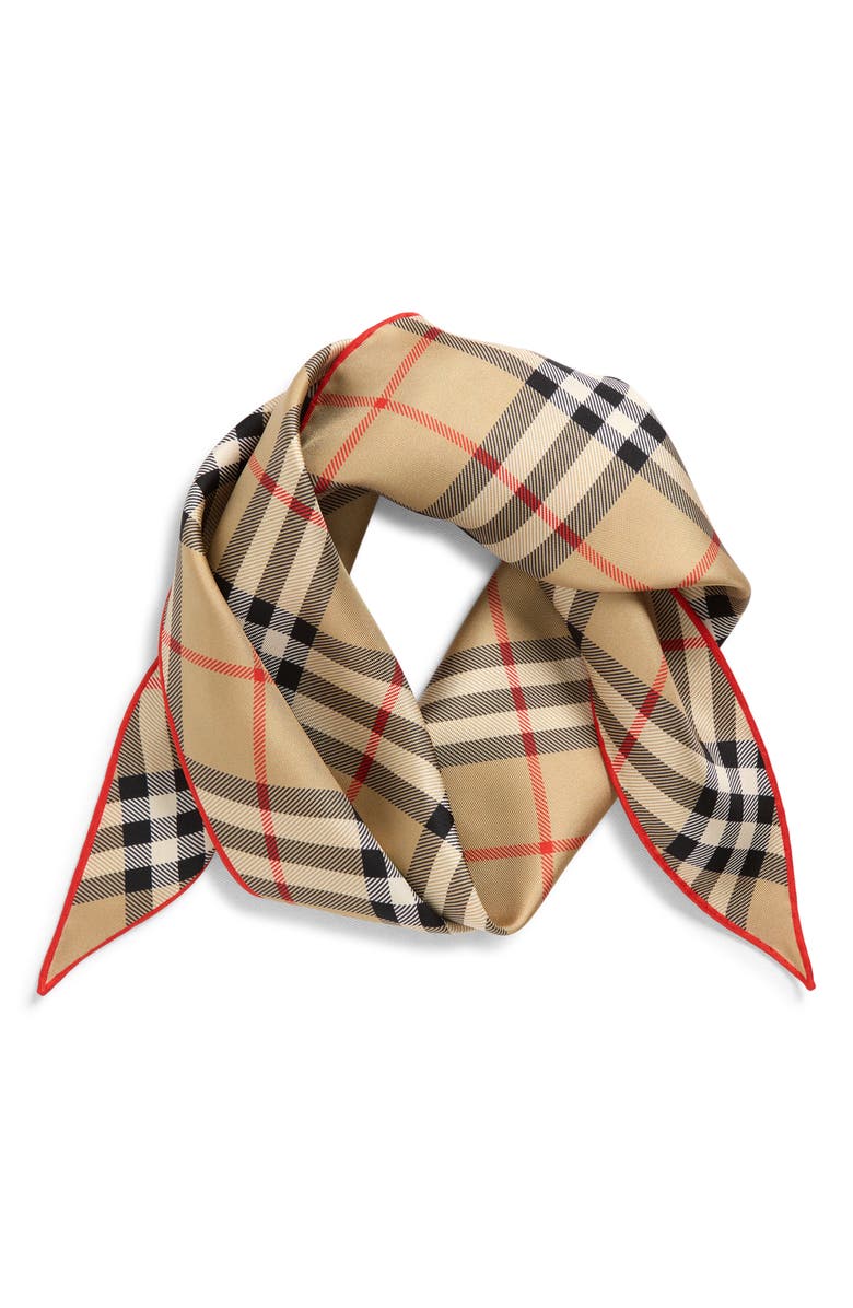 Burberry Medium Check Silk Scarf, Alternate, color, Sand