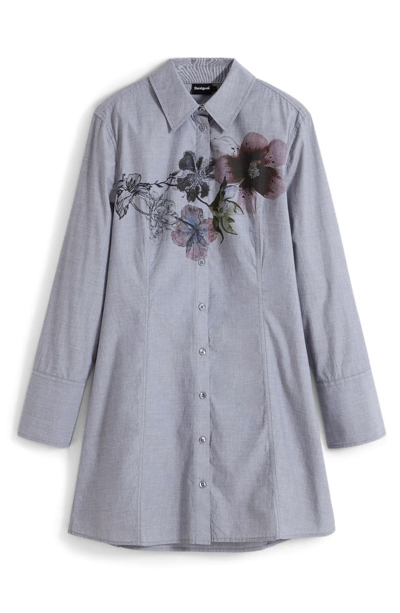 Desigual Long Sleeve Shirtdress, Alternate, color, Anthracite Gray