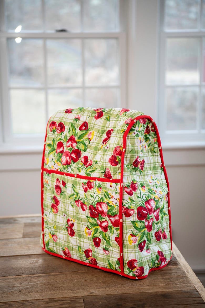 Strawberry Gingham Stand Mixer Cozy, Alternate, color, Green