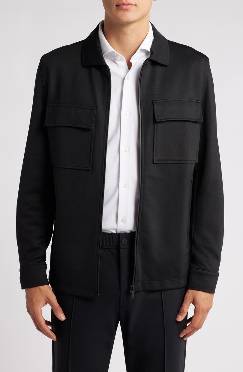BOSS Sigmon Zip-Up Shirt Jacket, Main, color, Black