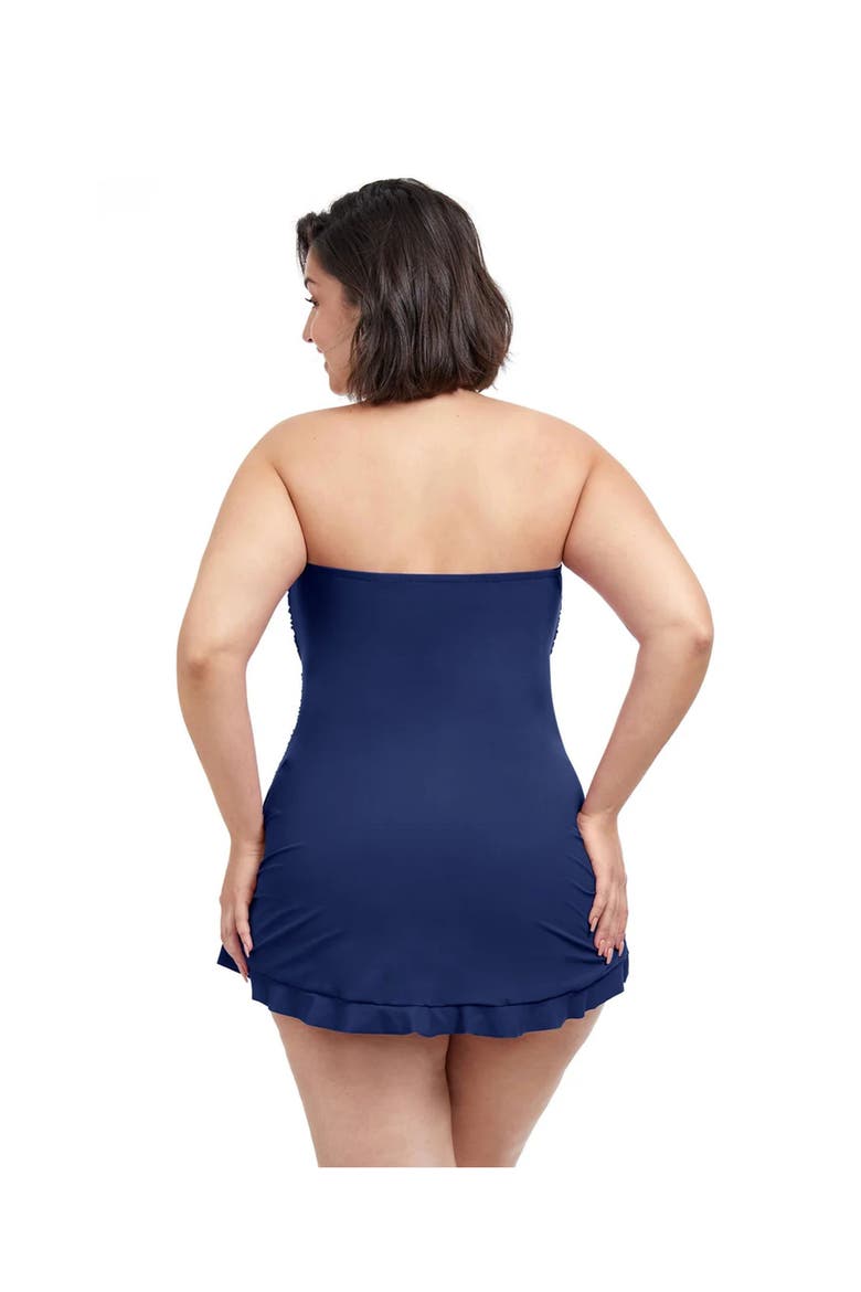 Tutti Frutti Plus Size Bandeau Swimdress, Alternate, color, Navy